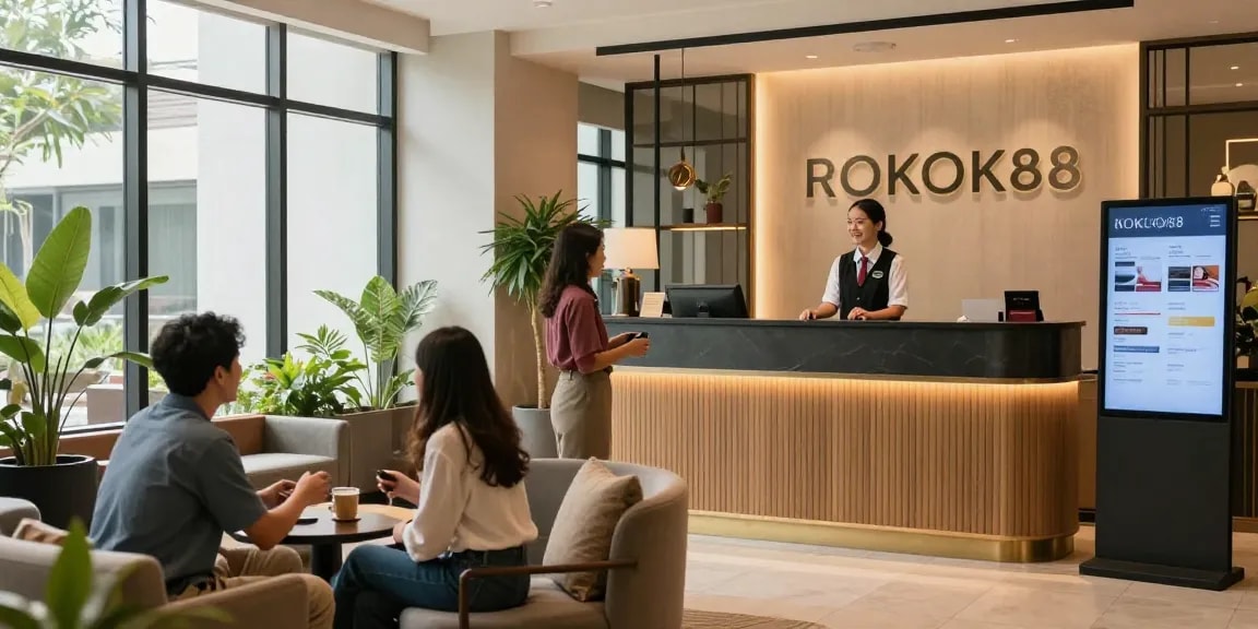 Welcoming reception area at ROKOK88, showcasing cozy ambiance and strategic location in Kebayoran Baru.