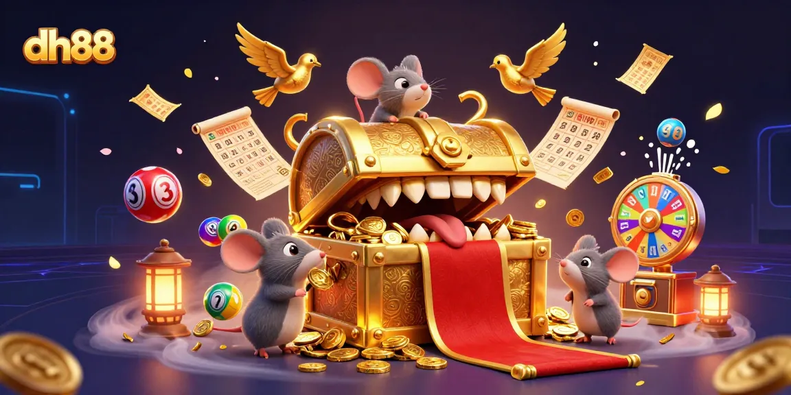 Experience the thrill of dh88 with colorful lottery balls, treasure chests, and dynamic gaming elements.
