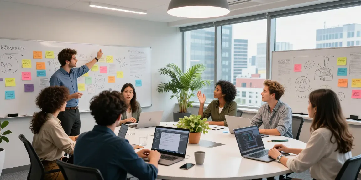 Creating innovative ROKOK88 super content with a vibrant team in a modern workspace.