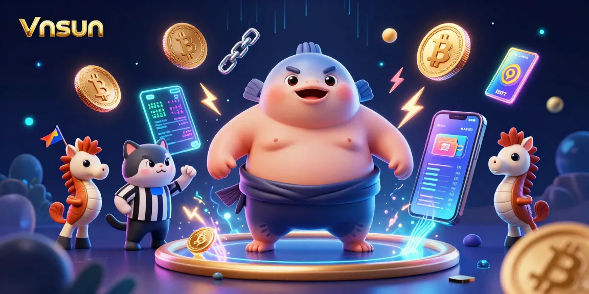 Action with vnsun characters in a vibrant crypto casino themed underwater scene filled with energy.