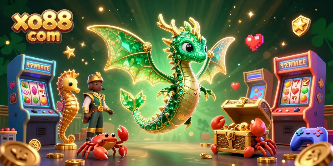 Playing at xo88 com features a dazzling sea dragon and vibrant slot games, creating an exciting gaming experience.