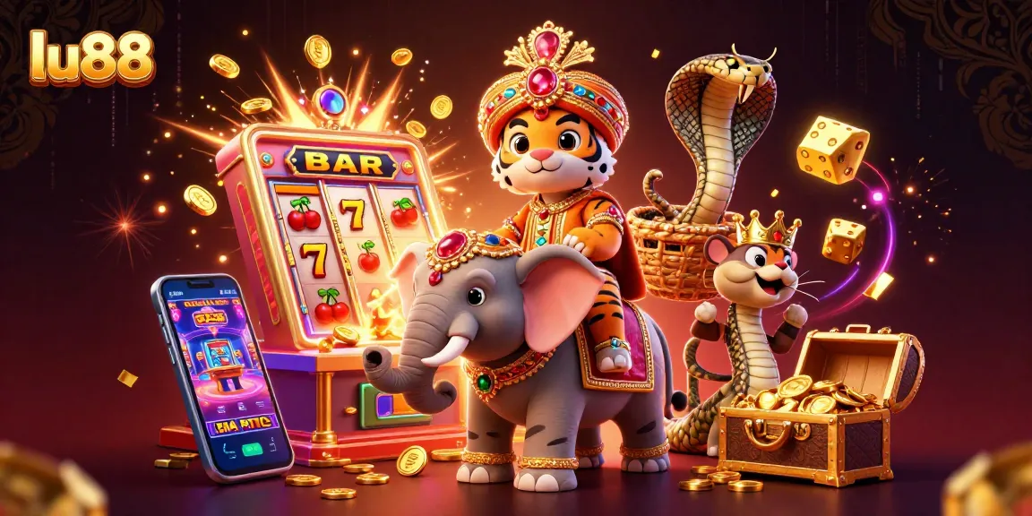 Experience excitement at lu88 with a jackpot explosion from slot machines and vibrant casino elements.