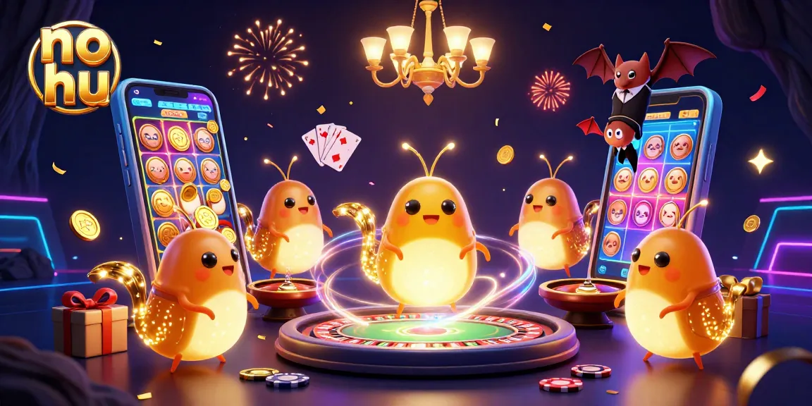 Experience thrilling gameplay at no hu online casino with animated glowworms and slot games.