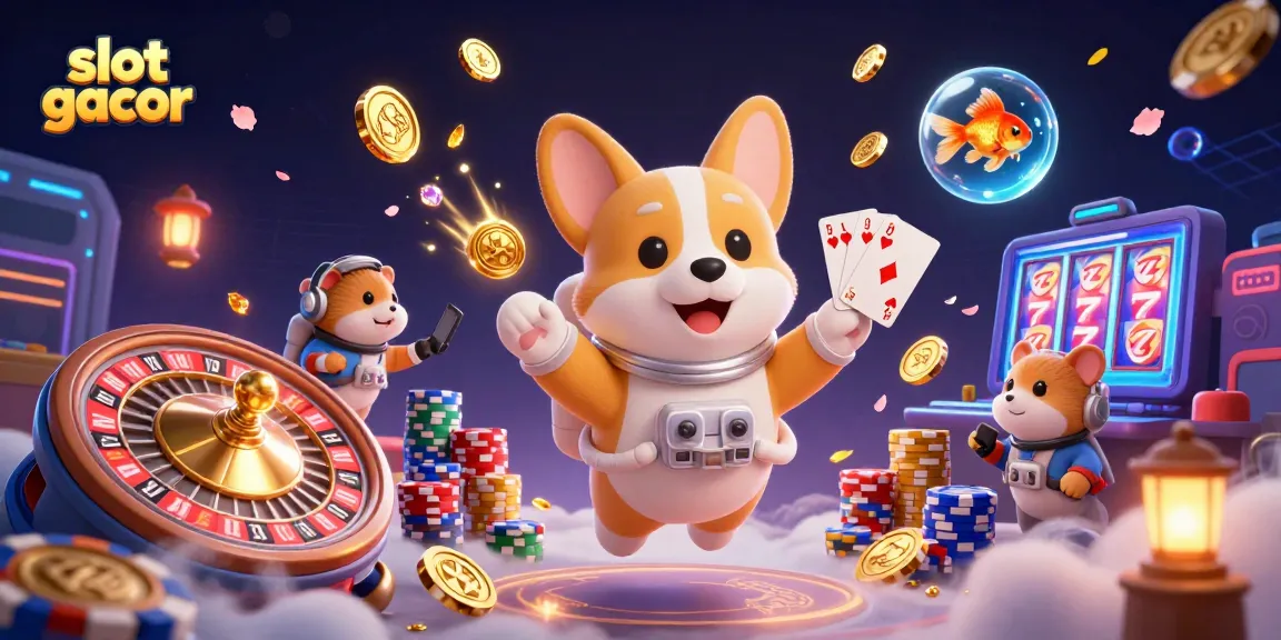 Explore thrilling slot gacor adventures with 3D characters in a vibrant casino scene.
