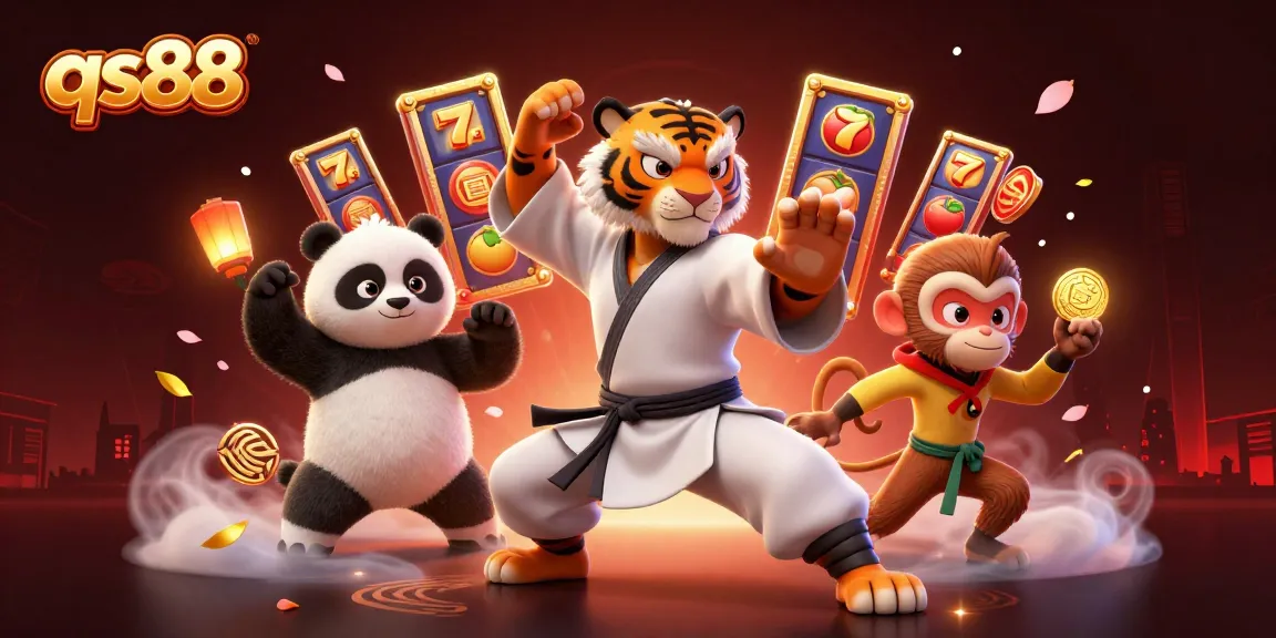 Catch thrilling winnings with qs88 in this vibrant casino scene featuring playful characters and exciting elements.