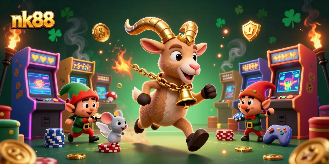 Engage in thrilling moments at nk88 with festive creatures in a dynamic casino scene.