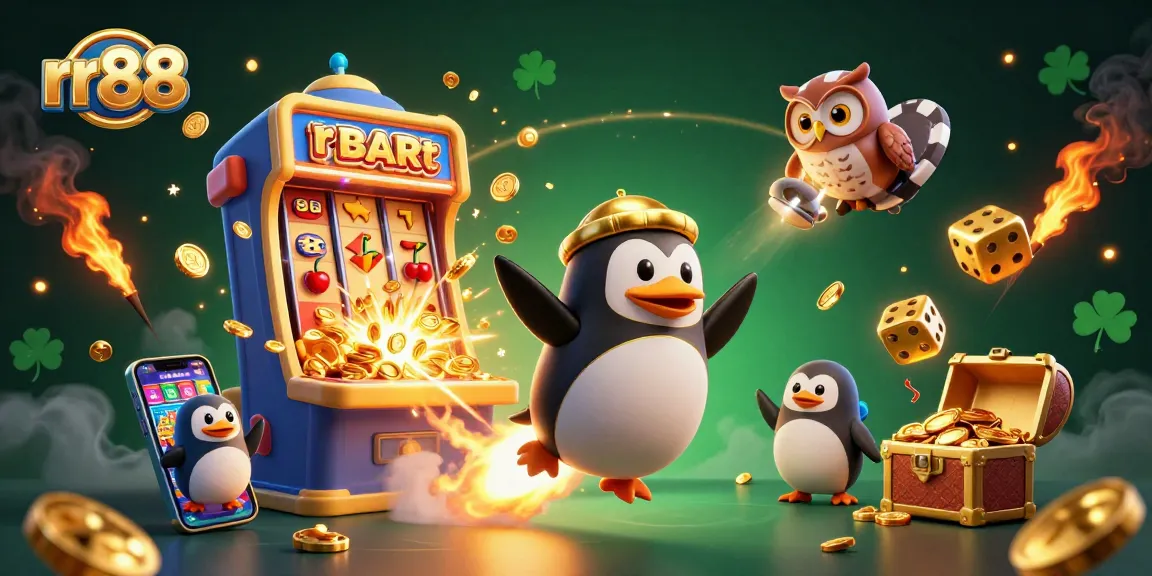 Spin and win with rr88's golden penguin adventure at a vibrant casino.