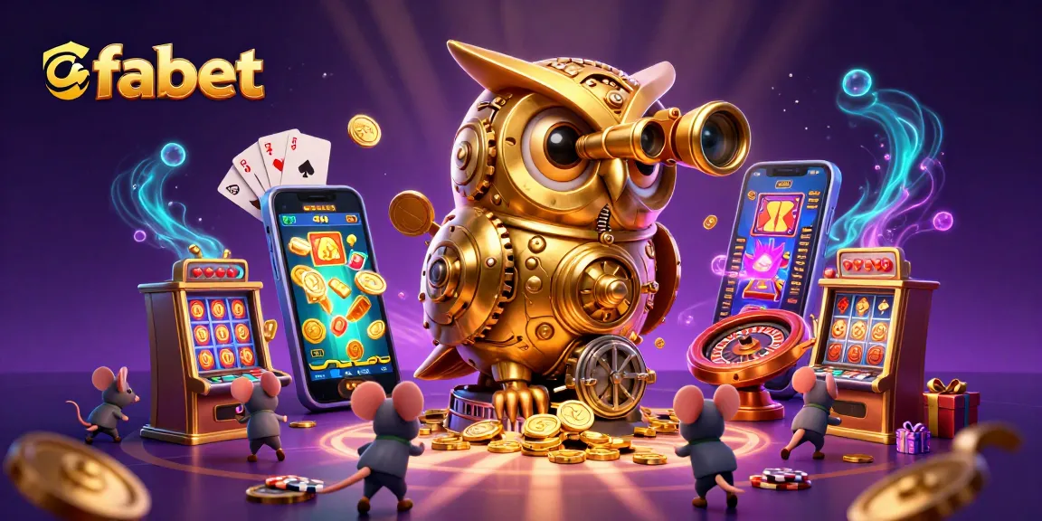 Experience fabet's vibrant casino atmosphere with a clockwork owl and entertaining gameplay.