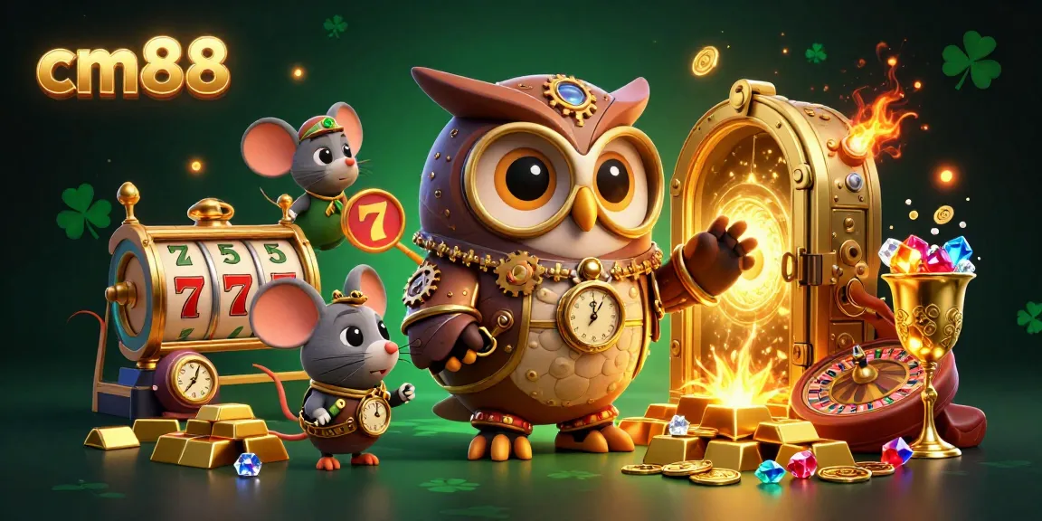 cm88 engages players with thrilling steampunk casino action featuring owl and mouse characters.