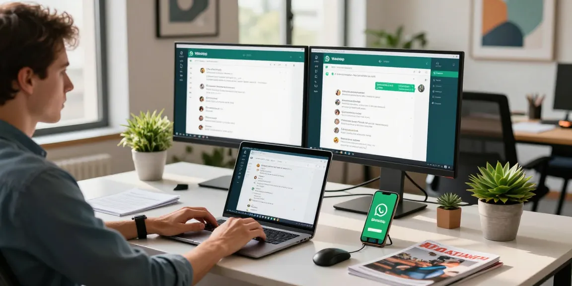 Engaging workspace showing WhatsApp網頁版 in use with vibrant technology surroundings