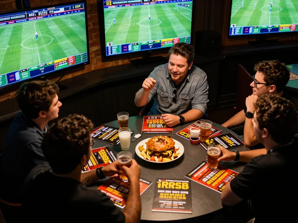 Socolive users enthusiastically discussing sports betting strategies over drinks and snacks