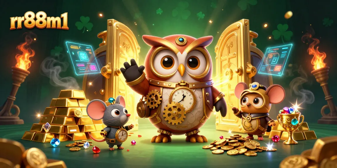 Experience thrilling gameplay at rr88m1, featuring a captivating 3D casino scene with steampunk elements.