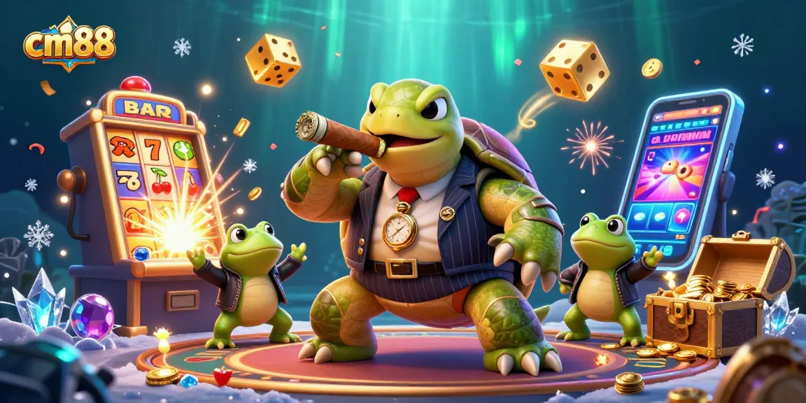 Win big at cm88 with a massive jackpot explosion from a slot machine surrounded by vibrant characters.