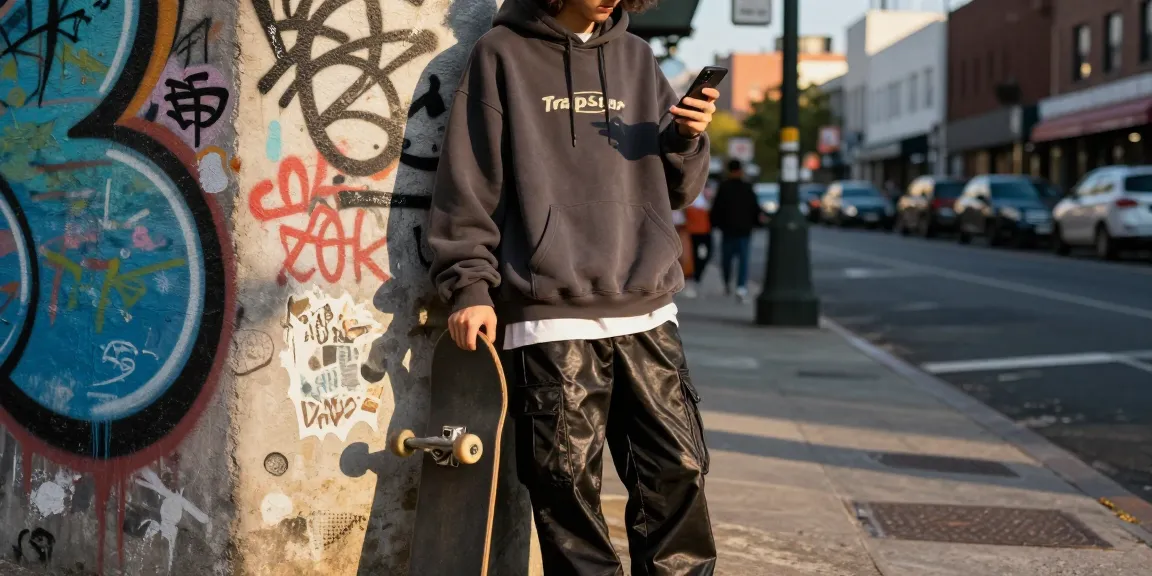Trapstar Felpa hoodie stilizzato con streetwear urbano in un contesto cittadino vivace