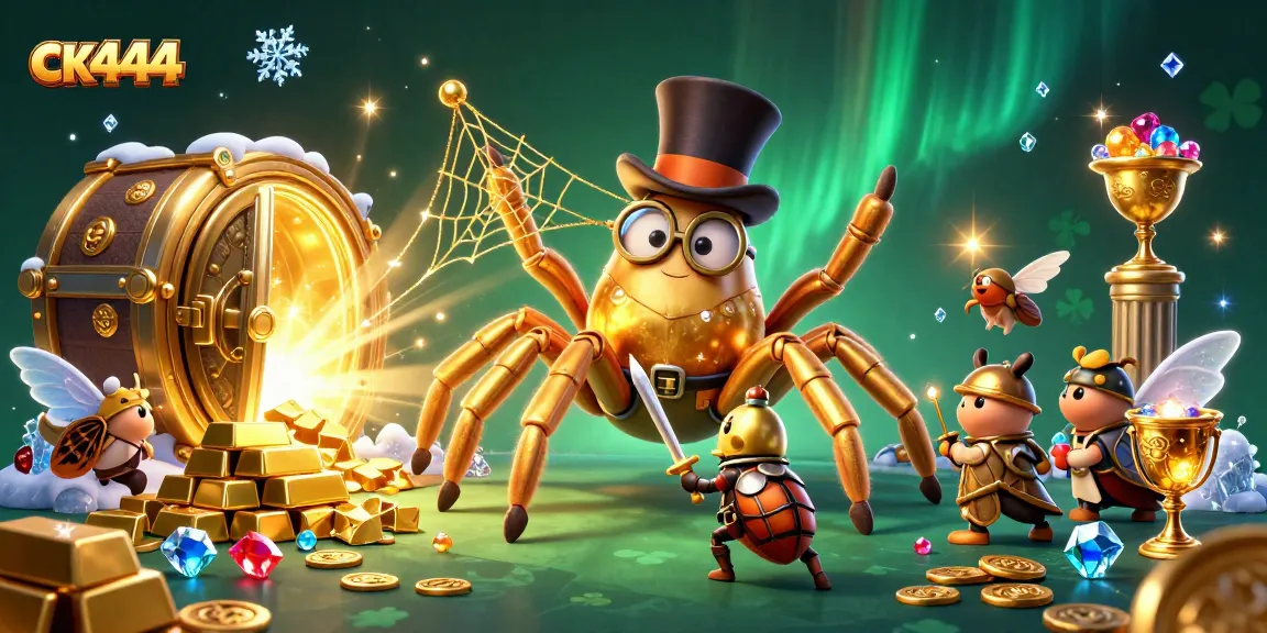 Experience exciting wins with ck444 in this vibrant casino-themed illustration filled with treasures.
