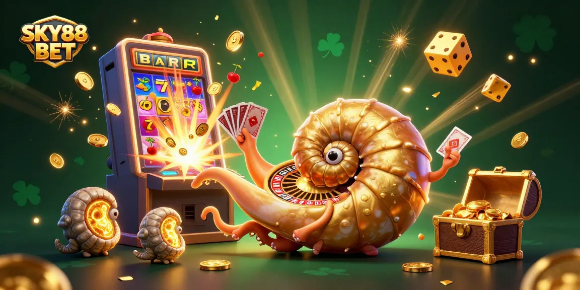 Experience thrilling action with SKY88 BET in this vibrant casino illustration featuring dynamic game elements.