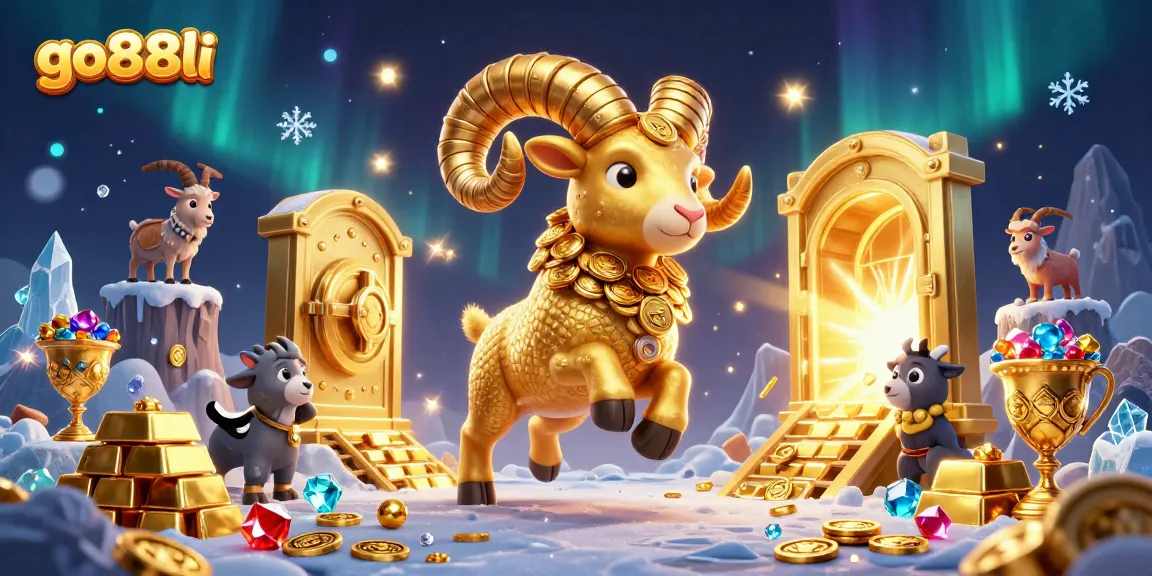 Engage in thrilling gameplay with go88li's golden ram charging through a treasure vault.