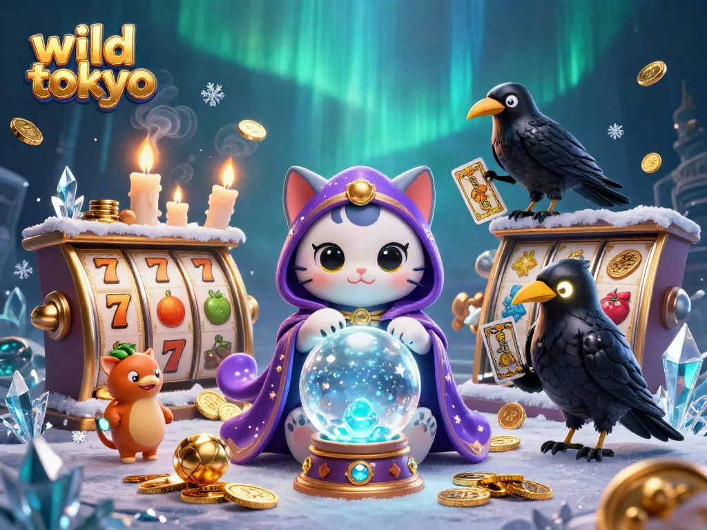 Engage in thrilling gameplay at Wild Tokyo with slot reels and magical characters in an electrifying casino scene.
