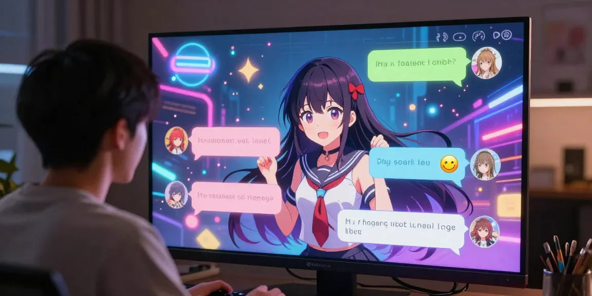 Engaging AI hentai chat interaction with vibrant anime character