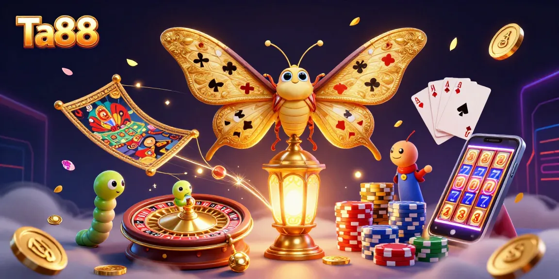 Experience Ta88's vibrant casino world with a montage of players and winnings.