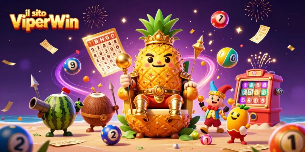 Vivi il divertimento su ViperWin con un'illustrazione vibrante che celebra il gioco d'azzardo dal vivo.